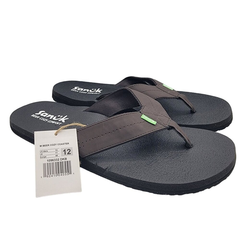 Sanuk Beer Cozy Coaster Mens 12 Comfort Flip Flop Sandals Beach Summer Casual